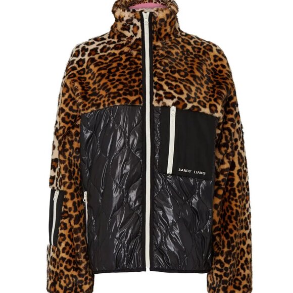 Sandy Liang Dean Coat - Luxe Mixed Leopard Print Fleece Jacket MED - Picture 1 of 9